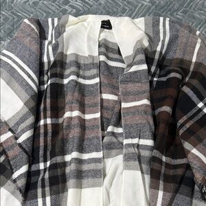 Ardene Black, White & Brown Plaid Open Cardigan